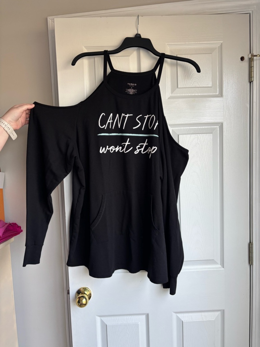 torrid Black Cold-Shoulder 'Can't Stop Won't Stop' Graphic Sweatshirt